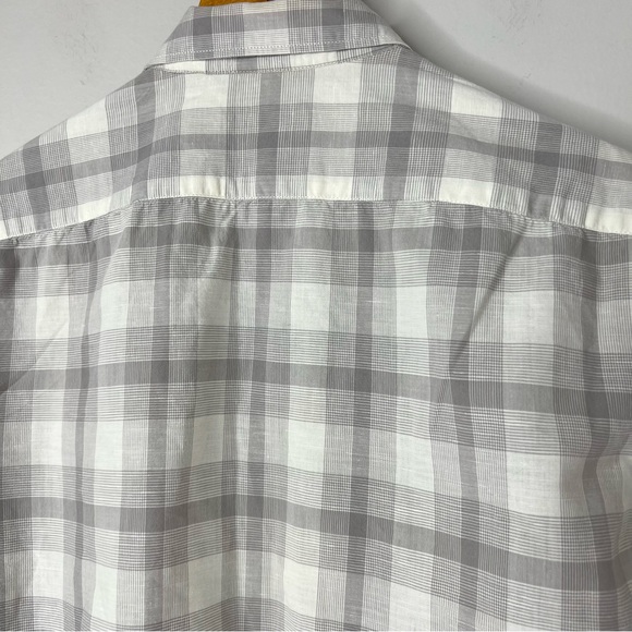Burberry Brit Nova Check Checkered Flannel Pattern Button Down Shirt Gray White - Picture 7 of 10